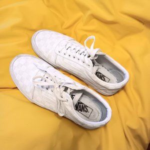 VANS White Checkerboard Low-Top, Size M8/W9.5/EUR40.5